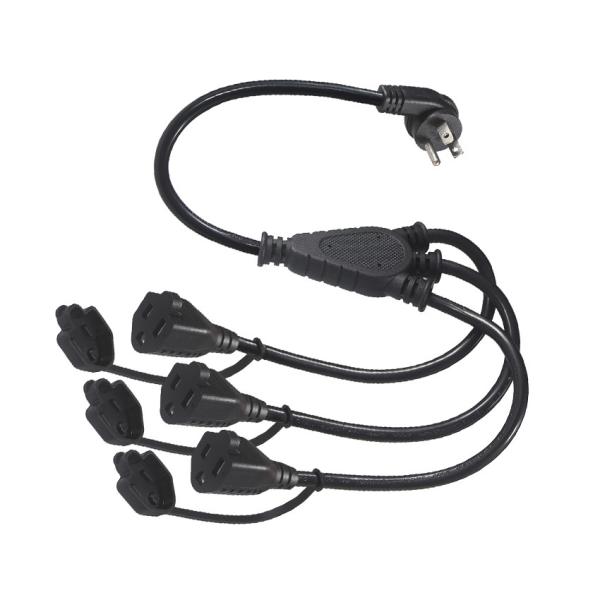 NEMA 5-15P 3x5-15R Y Splitter Power Cord 3FT 16AWG Rubber Jacket