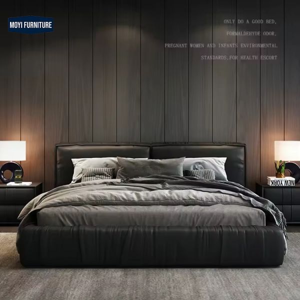 High density and high resilience foam Luxury Double Queens Beds Bedroom Furniture King Bed Frame Leather Bed Frame