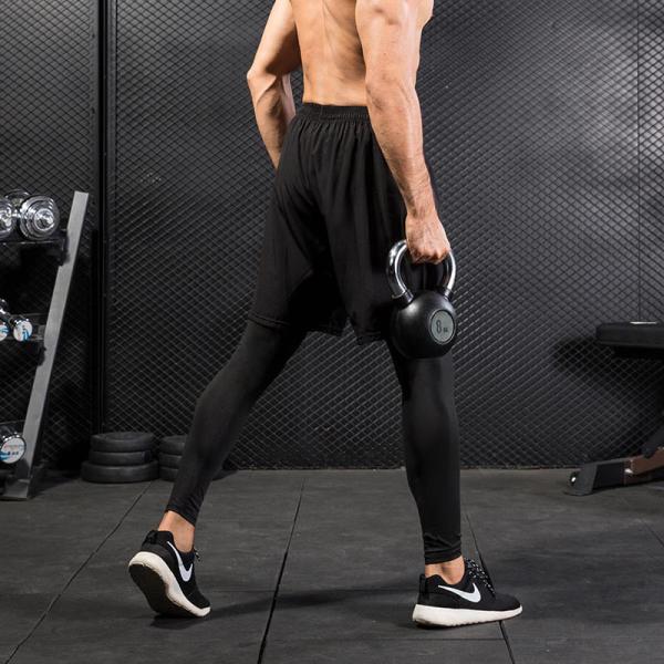 O Activewear seco rápido dos homens da dupla camada assenta-se com as calças justas respiráveis internas
