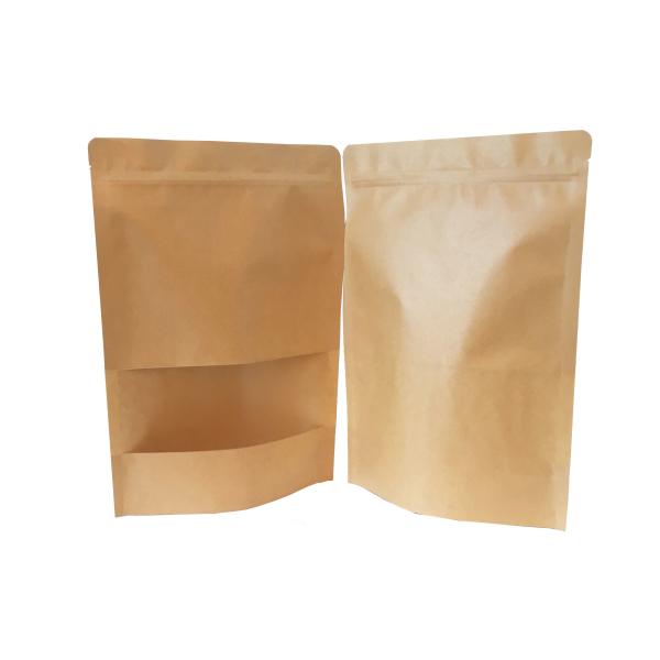 Customized printed aluminum foil zip lock kraft paper nuts packaging bags with window
