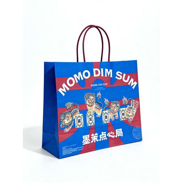 Custom Disposable Kraft Paper  twisted  handle  Bag Printing MOQ 50000 Pieces Take Away Bag