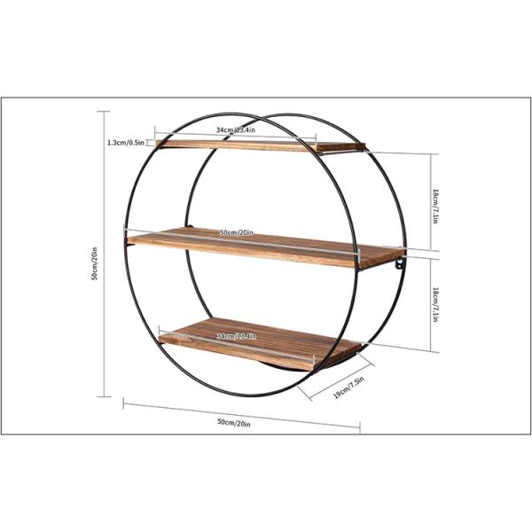 Floating Hanging Shelf for Picture Frames and Displaying Sundries in Wooden Metal