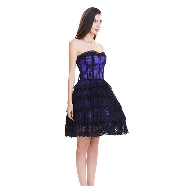 Платье Breathable корсета черноты 2XL Bodycon пурпура мини с молнией