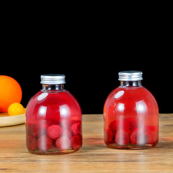 Outdoor 500ml Cold Drink Bottle , Special Round Shaped Glass Spirit Bottle