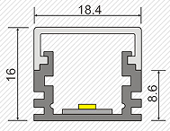 12V SMD2835 7.2W/M 1000*18.4*16mm Aluminio A2204 Luz de banda para armarios y armarios