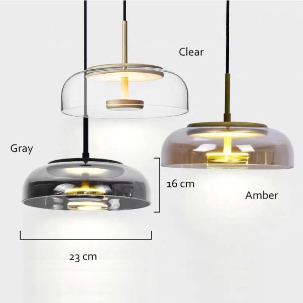 360 Degree Beam Angle Dinning Room 23*7cm Glass Pendant Light