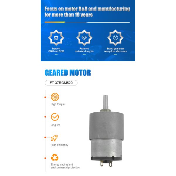 FT-37RGM520 6 12V 24V Mini Gear Box Motor Transmission Micro Geared Motor