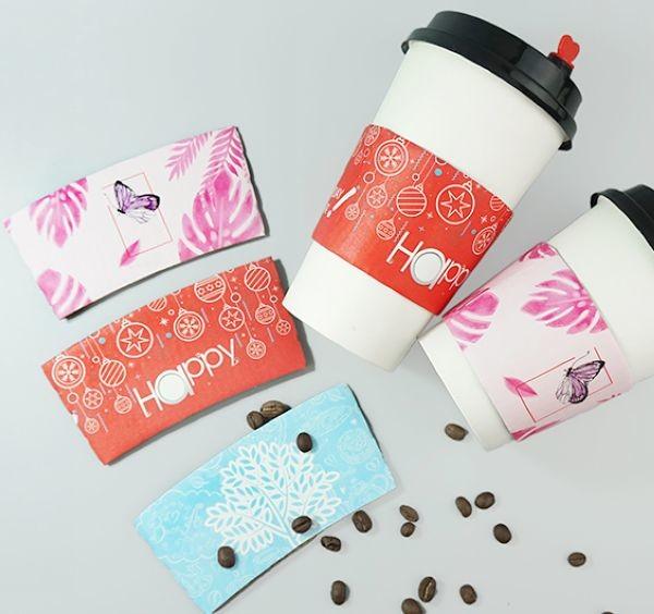 O copo de café afastado da bebida quente Sleeves a impressão deslocada 150g+250g da impressão de Flexo