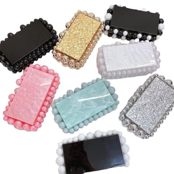 Transparent Shoulder Acrylic Bag Beaded Graceful Satchel Marble Wedding Party