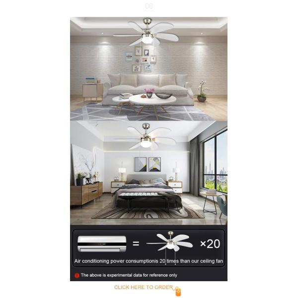 42 polegadas MDF reversível lâmina candelabro ventilador teto ventilador luz sem suporte dimmer