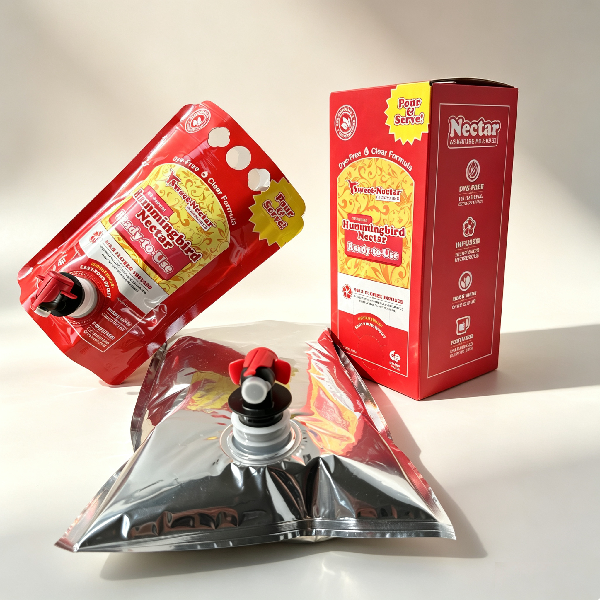 3L Aluminum Foil BIB Bag In Box Hummingbird Nectar Pouch Packaging | Custom Printed Bib Bag With Tap For Bird Food Liquid OEM
