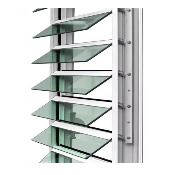 Aluminum-Framed  Black And White Glass Louver Windows For Durability