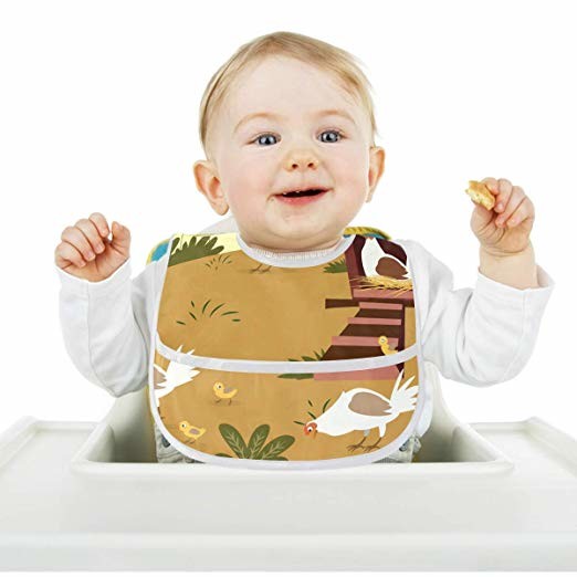 Farm Poultry Cock Chicken Baby Apron Bib For Toddler 6-24 Months Boys & Girls