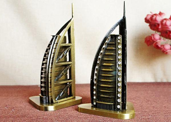 Bronze Plated DIY Craft Gifts World Famous Building Model Of Burj Al Arab Hotel