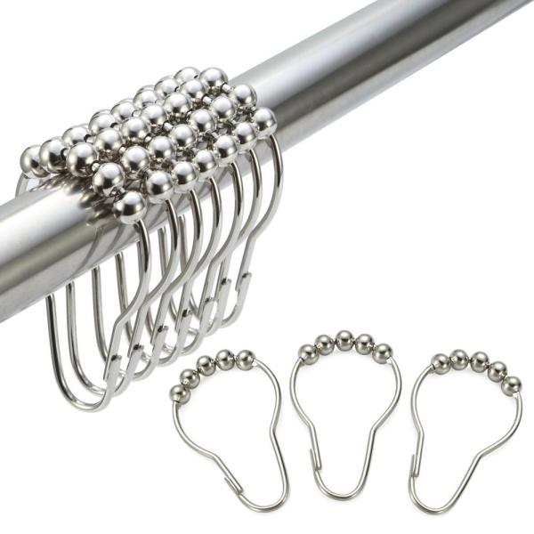 12 Sets Shower Curtain Rings Stainless Steel Rustproof Metal Hooks for Bathroom Shower Rods Curtains