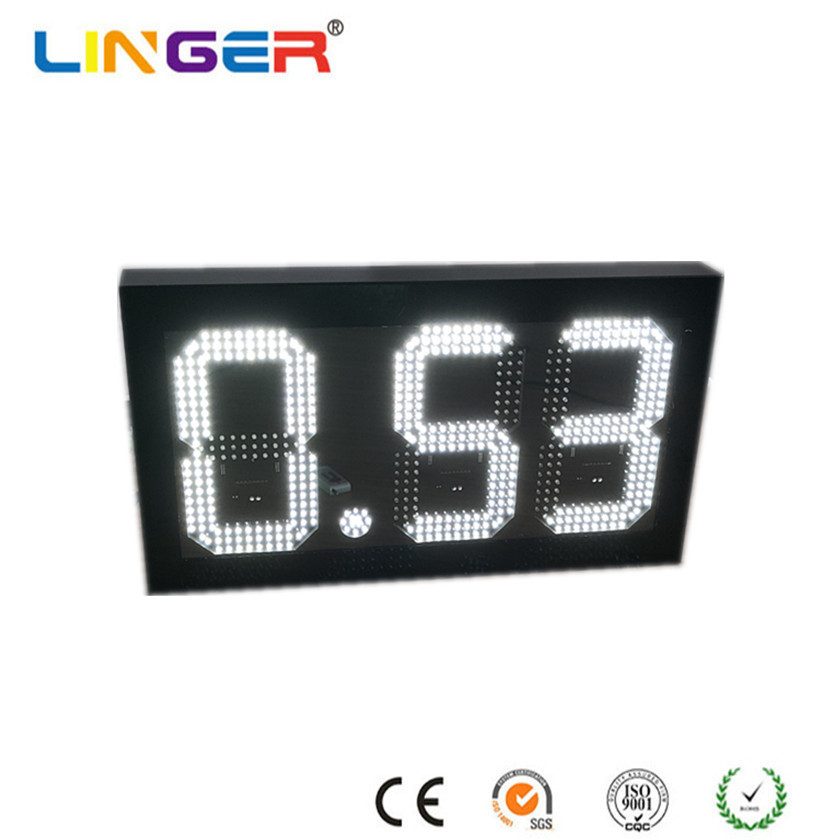 White LED Fuel Price Signs 8.88 Format Electronic Gas Price Sign DC12V