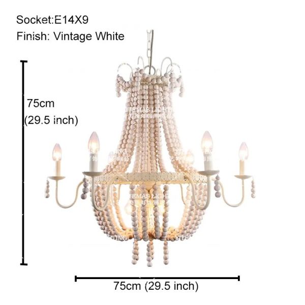 Gold Chandelier Wooden Beaded Lighting Fixture Fringe Hanging Light Silas Chandelier (WH-AP-652)