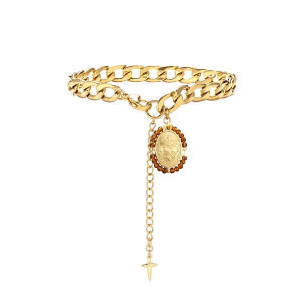 Braceletes personalizados da senhora Elegant Gold Chain da forma do bracelete do ouro 18K para senhoras