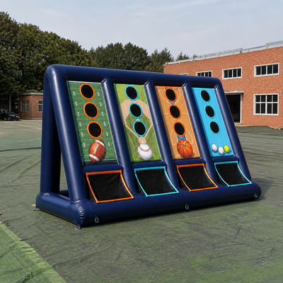 Commercial Multi Sport Inflatable Precision Target Wall with Four Scoring Panels and Ball Return Pockets