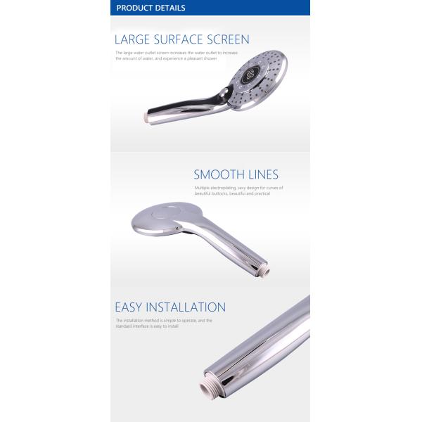 Plastic LED Digital Display Temperature Control Bathroom Rainfall LED Handheld Shower Head