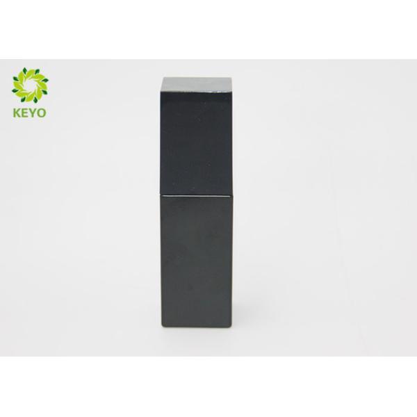 30ml Matte Black Cosmetic Serum Glass Bottle Square Shape With Plastic Pump Cap