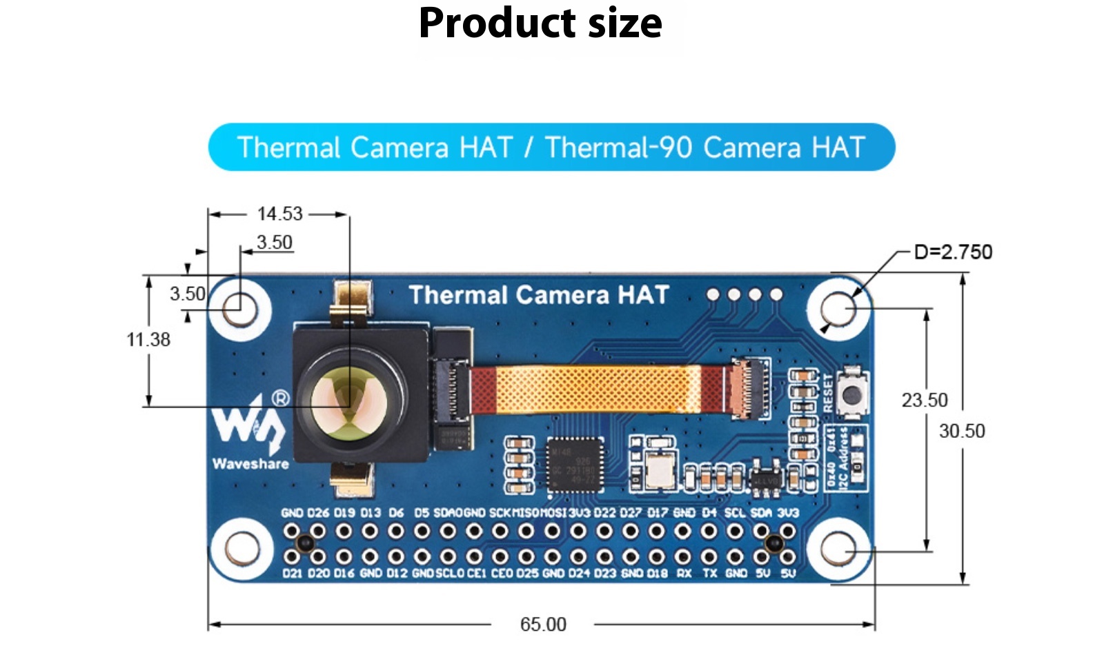 Weixue Non-Contact Far Infrared Thermal Image Sensor Module Thermal Imager for Raspberry Pi/USB Drones Racing Drone Accessories