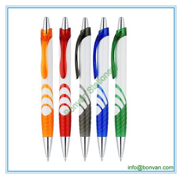 plastic click ball point pen, two color injected barrel