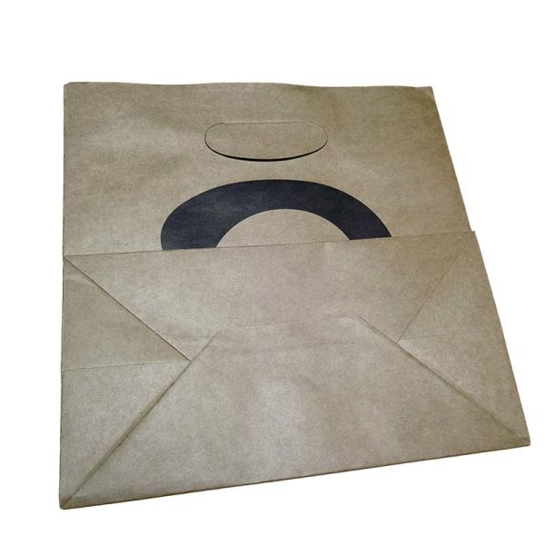 Die Cut Reinforced Kraft Paper Bags Custom Logo Print Eco Thick Packaging For Retail Brand Promotion