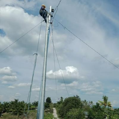 Burial Type Electric Steel Pole ASTM A123 Galvanized Electrical Powerpole Distribution