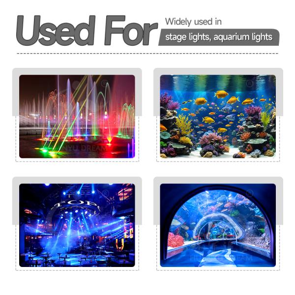 LED COB de 80W de voltaje constante RRGBW Multi Colores LED para acuario Rojo Rojo Profundo Verde Azul Blanco Colores LED COB para luces de acuario