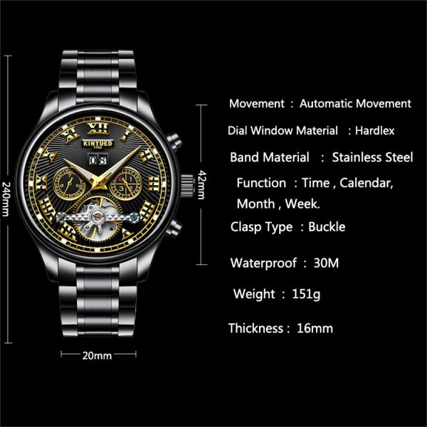 30M Waterproof Skeleton Mechanical Watch Butterfly Double Buckle