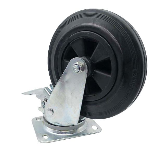 200mm  8 Inch Rubber Caster Wear Resistance For Junk Box