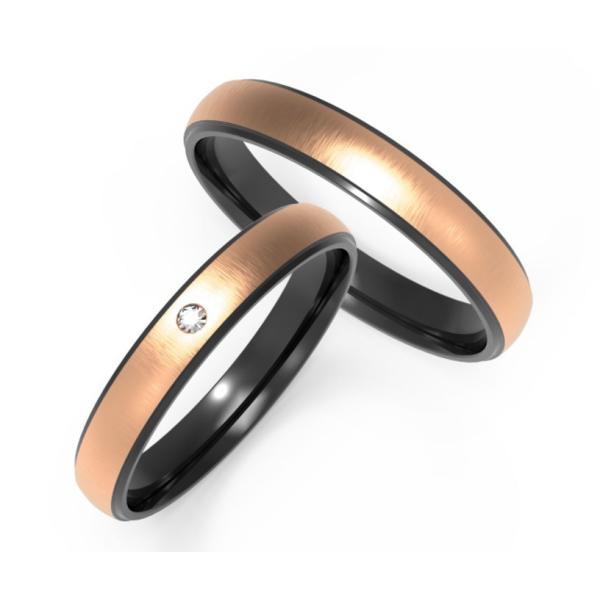 Rose Gold Fashion Men's Jewelry Set Zircon With Black Titanium Inside The Couple