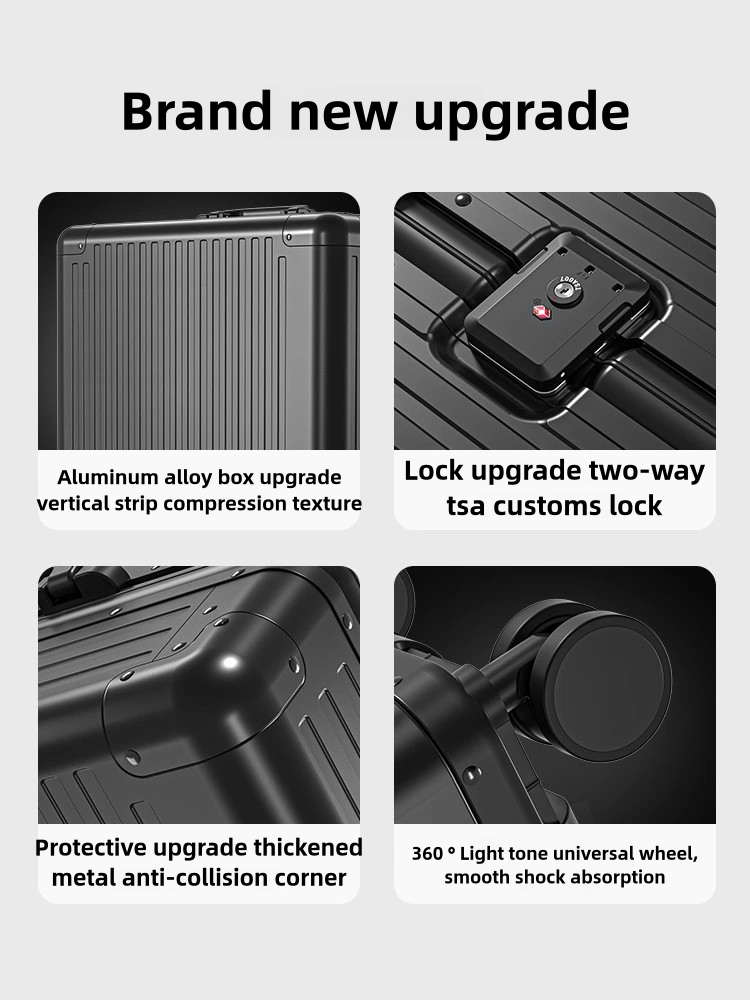 Luxury Aluminum Suitcase Luggage 20in 24in  Business Travel Large Suitcase With Lock