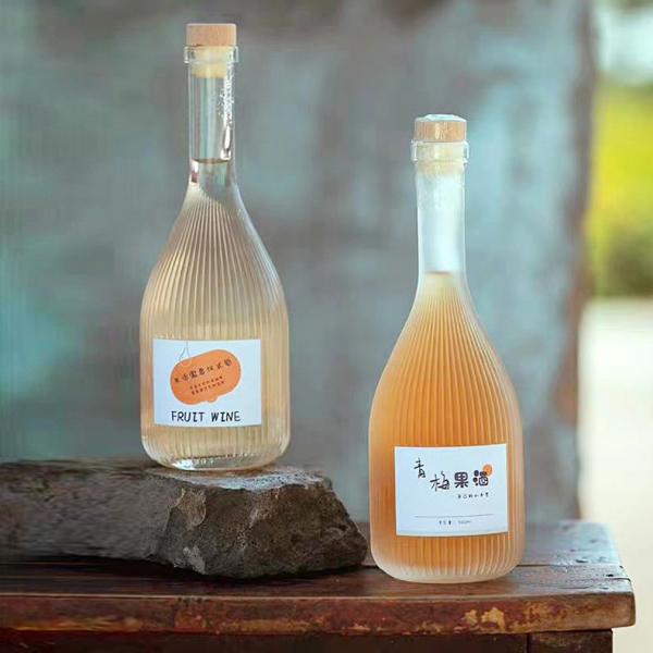 garrafa selada de vidro da bebida da garrafa de vinho da ameixa do verde de garrafa do licor 500ml com tampa