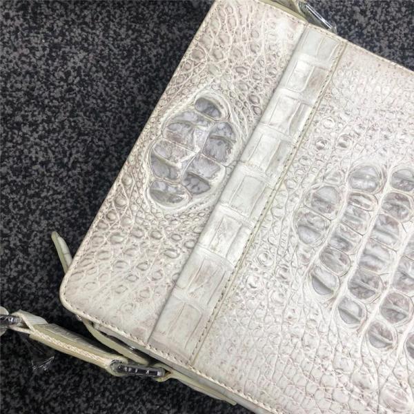 Authentic Crocodile Skin Men's Small Shoulder Bag White Flap Purse Genuine Alligator Leather Male Casual Messenger Bag