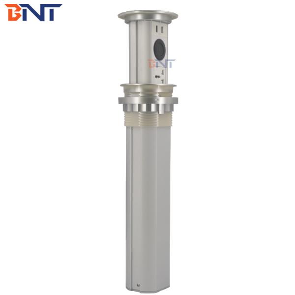 silver 2 universal  power plug pneumatic automatic pulling pop up kitchen socket