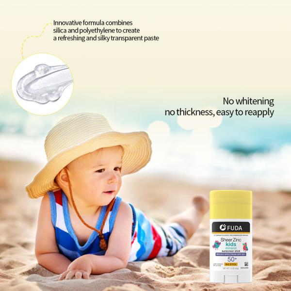 Protecteur solaire à base d'oxyde de zinc minéral transparent SPF 50 hydratant étanche pour les enfants