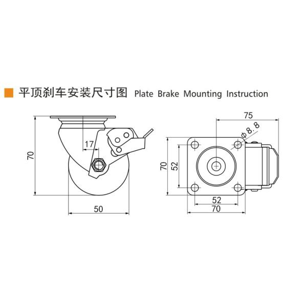 Las ruedas de los equipos de la banda de rodadura de TPU 50 mm 2 pulgadas ruedas de la placa M412P-86A