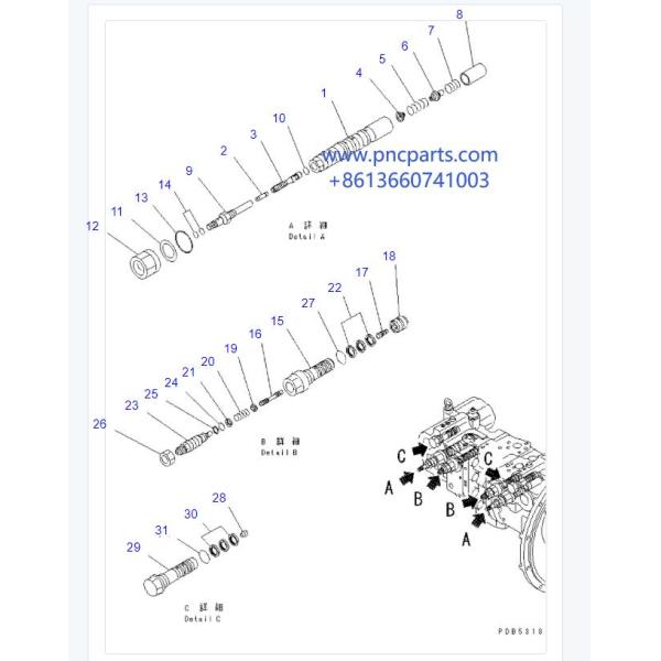 708-2L-04522 PC200-6 PC Valve PC228US-1 Komatsu Main Relief Valve
