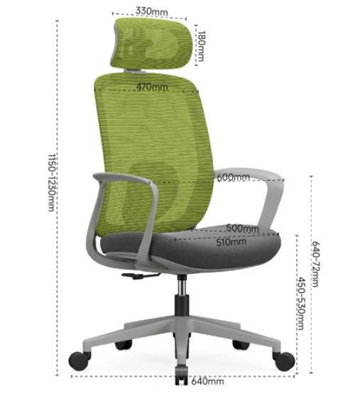 Green Office Swivel Chair offering Five star base 640mm Diameter padded seat ergonomic support for enhanced productivity