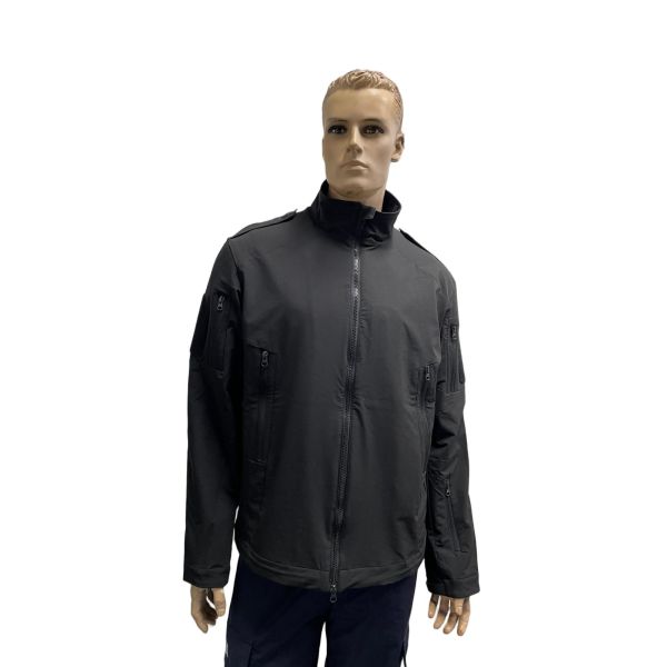 Men's Black Wear-Resistant & Warm-Resistant Outdoor Tactical Training and Duty Multi-Pocket Softshell Jacket