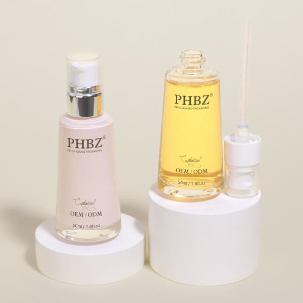 Прозрачная жидкая основа стеклянная бутылка 50 мл Пустая сыворотка крема лосьон бутылка насос