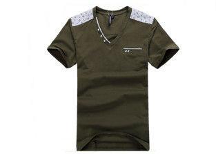 Summer V-neck Men's Printed T - Shirt Cotton Short Sleeve Business Outdoor Sports