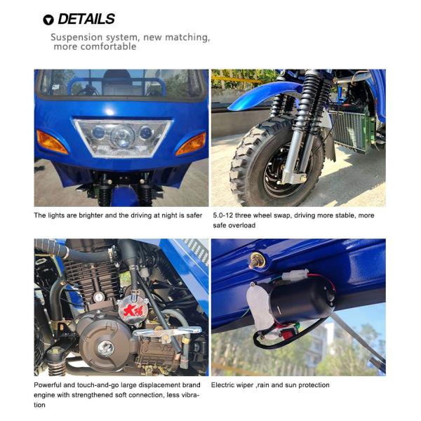 Hydraulic Brake 300cc Water Tanker Motorized Tricycle Vans with 50*100 Chassis in Ghana