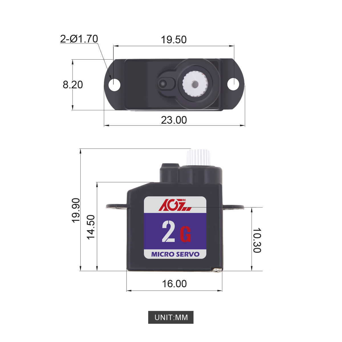 New AGFRC Factory Price 2.2g 120 Degree Plastic Gear 0.11KG 4.2V Durable Coreless Digital Mini RC Aircraft Robot Servo