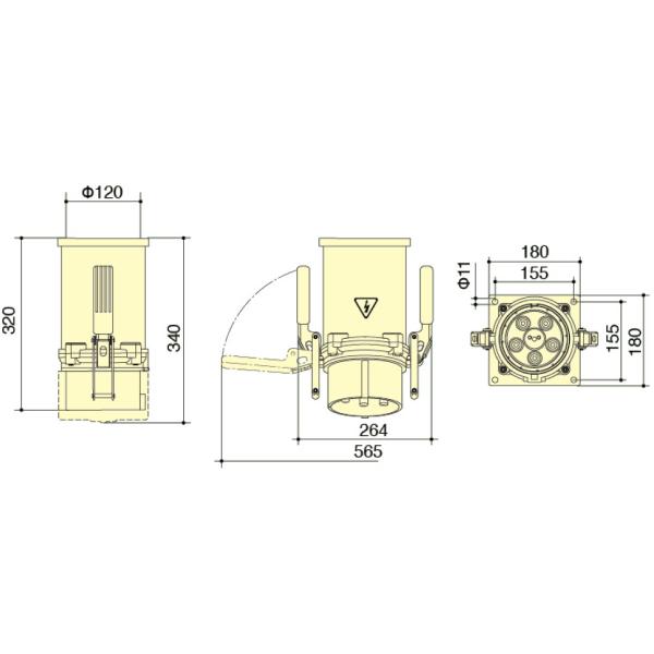 PowerSyntax 4P 630 Amp IP67 400V Heavy Duty High Current Industrial Appliance Inlet Part No. 75146