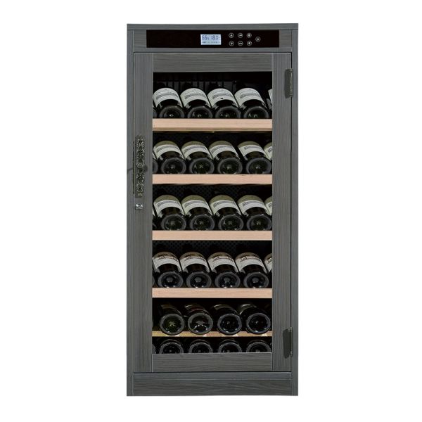 Solid Wood Wine Cooler Cabinet with Digital Temperature Control LED Lighting and Lockable Door
