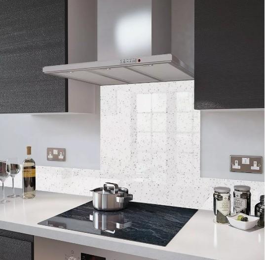 Grinded Edge Premier Range White Cosmos Glass Splashback CCC/ISO9001/CE/SGCC/RoHS Approved