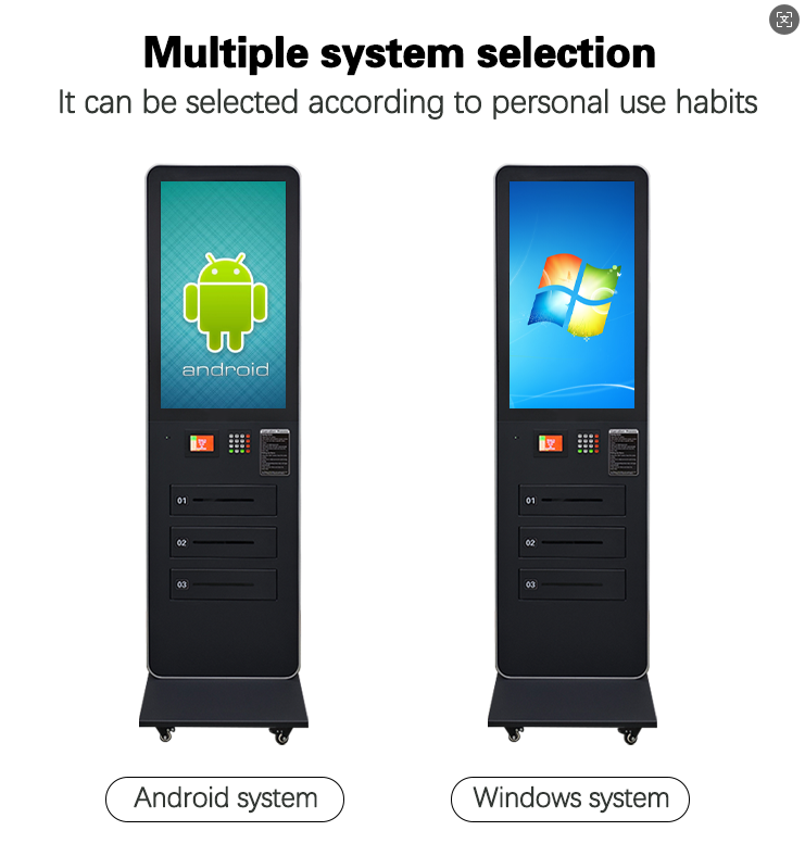 32 Inch Smart Phone Cell Phone Charging Kiosk  Wifi Digital Signage With 3 lockers